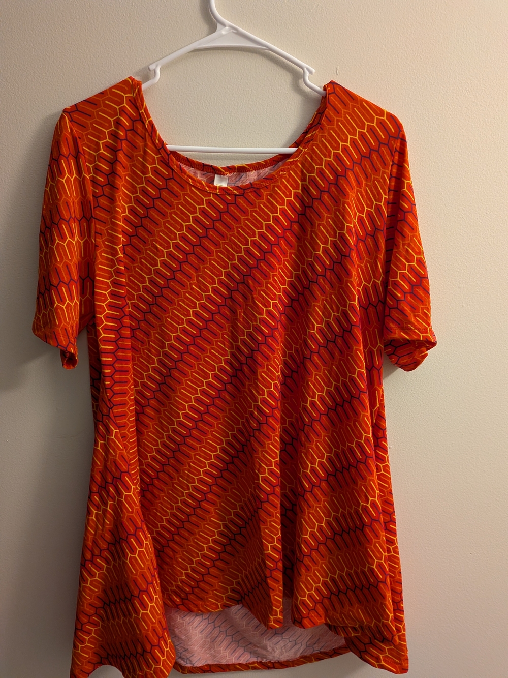 LuLaRoe Orange Geometric Short-Sleeve Tee